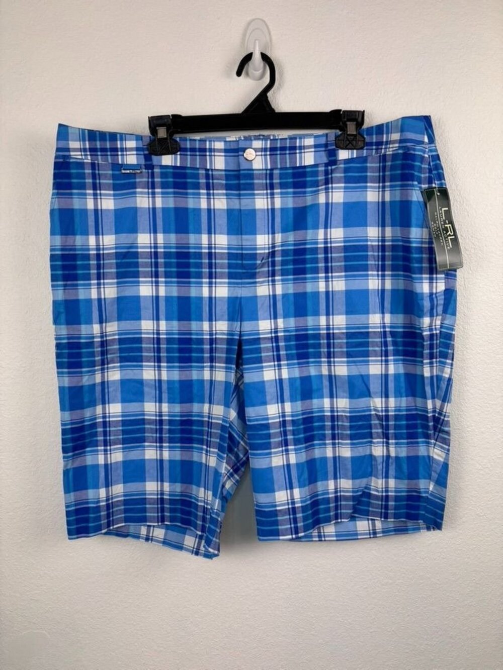 RLR Ralph Lauren Active women's 18W blue plaid bermuda golf shorts‎ vintage NWT